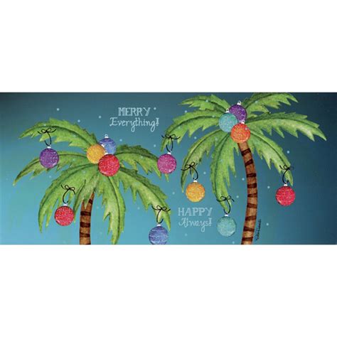 Two Decorated Palm Trees Box of 14 Long Glitter Tropical Christmas ...
