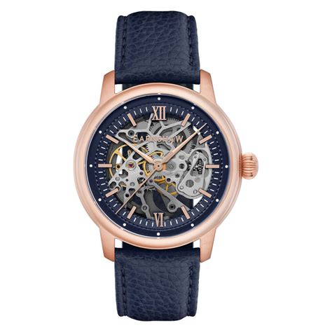 Buy Earnshaw Cornwall Skeleton Automatic Blue Round Dial Men's Watch ...
