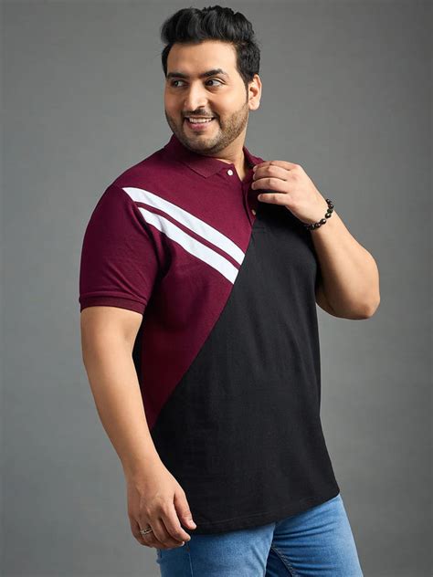Men Plus Size Author Colorblock Polo Tshirt – bigbanana