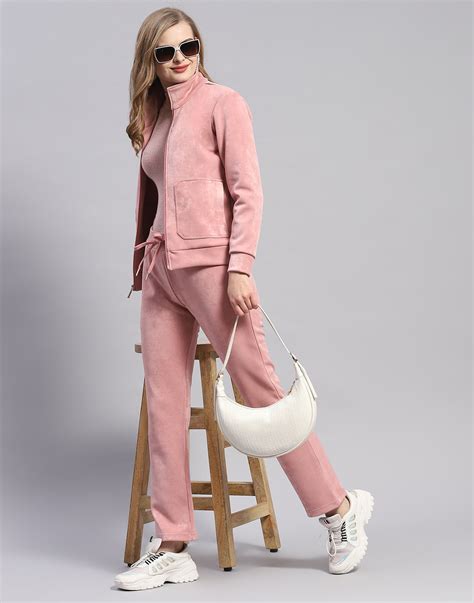 Buy Women Pink Solid Stand Collar Full Sleeve Cords Set Online in India ...
