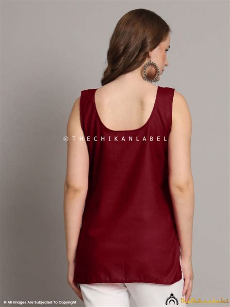 Maroon Pure Cotton Short Inner for Chikankari Kurtis | TheChikanLabel