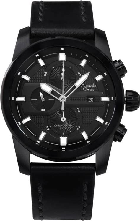 Alexandre Christie Mens 45 mm 6562 MCL Black Dial Stainless Steel Chro