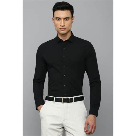 Buy Louis Philippe Men Black Super Slim Fit Solid Full Sleeves Formal ...