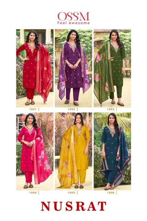 OSSM NUSRAT SILK WITH FANCY EMBROIDERY WORK LADIES 3PCS SET COLLECTION ...