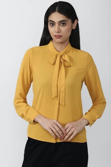Buy Women Yellow Solid Long Sleeves Formal Shirt Online - 759968 | Van ...