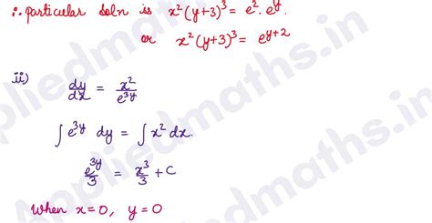 Q7. Solve the following differential equations (i) 2(y+3)-xy dy/dx=0 ...