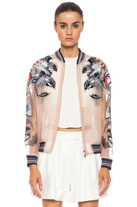 3.1 phillip lim Tattoo Embroidered Organza Jacket in Nude | FWRD