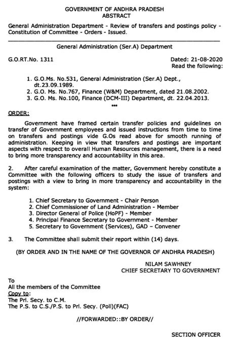 General Administration Department - Review of transfers and postings ...