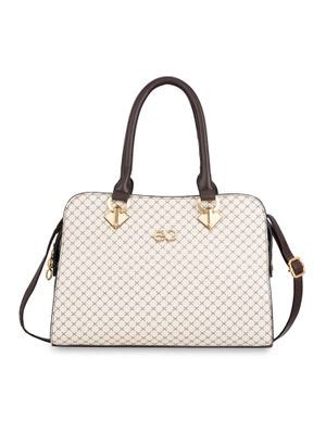 Buy E2O Geometric Printed Structured White Satchel Handbag Foe Women Online