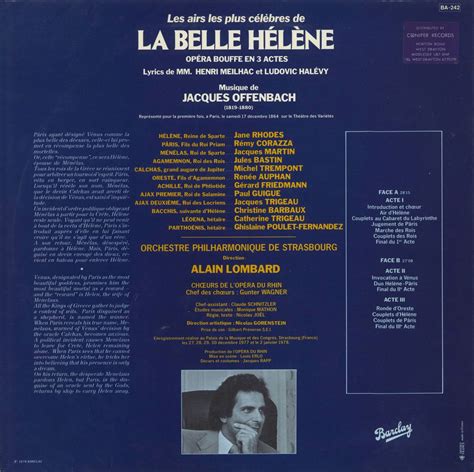 Jacques Offenbach Les Airs Les Plus Célèbres De La Belle Hélène French ...