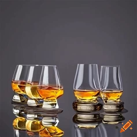 Five glasses of whisky on Craiyon