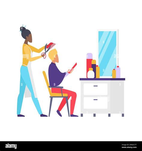 Hairdresser barber holding scissors and comb to cut hair for male ...