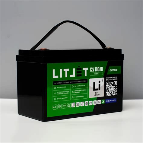 Аккумулятор тяговый LITJET GREEN LiFePO4 12V 100Ah 1280Wh w Bluetooth ...
