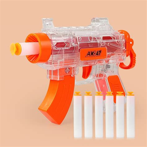 NHR Mini AK-47 Toy Gun for Kids with 6 Foam Bullets, Blaster Gun Toy ...