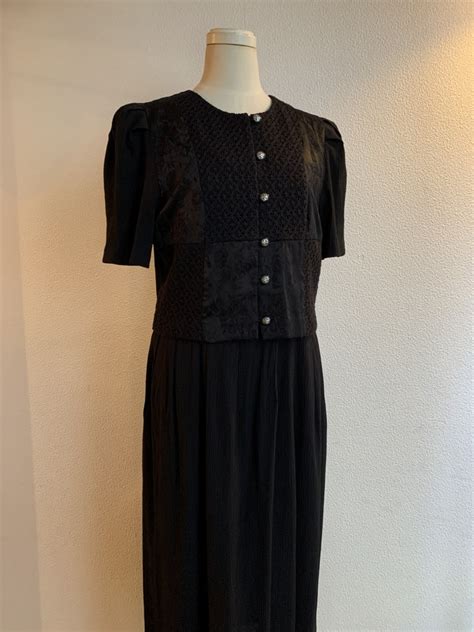 1980's Layered Design Puff Sleeve One-Piece | Link Ladies'
