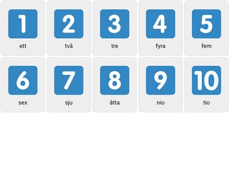 Numbers 1-10 in Swedish - Vocabulary Game - Ekvis.com