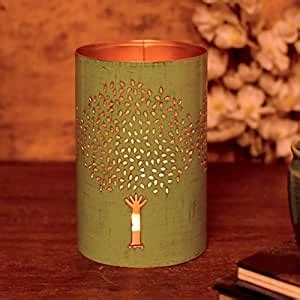 Buy Unravel India Metallic Pastel Blue Tree of Life Shadow Candle Tea ...