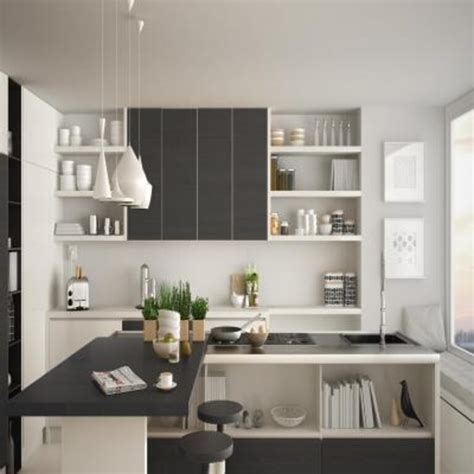 Contemporary L-Shaped Modular Kitchen Design With Pastel Green Cabinets
