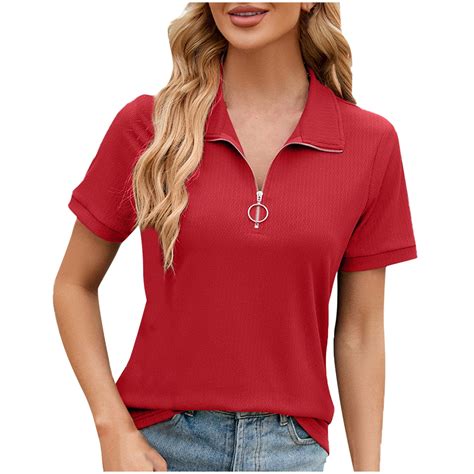 Under $10 Clearance Red Dressy Tops for Women White Shirt Women Plain ...