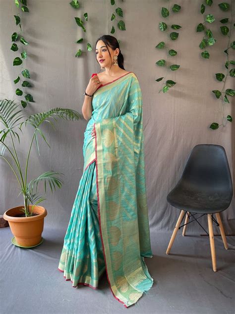 Aqua Blue Saree in Cotton Leheriya - Clothsvilla