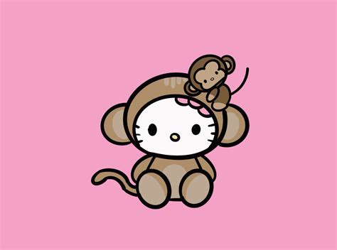 Hello Kitty iPad Wallpaper with Monkey and Cat
