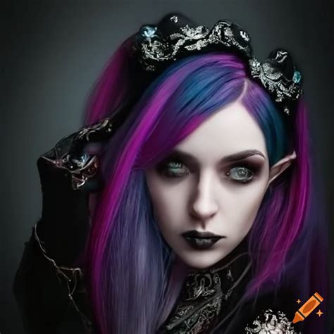 Image of a gothic elf with dual hair colors
