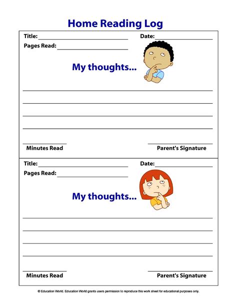 47 Printable Reading Log Templates for Kids, Middle School & Adults