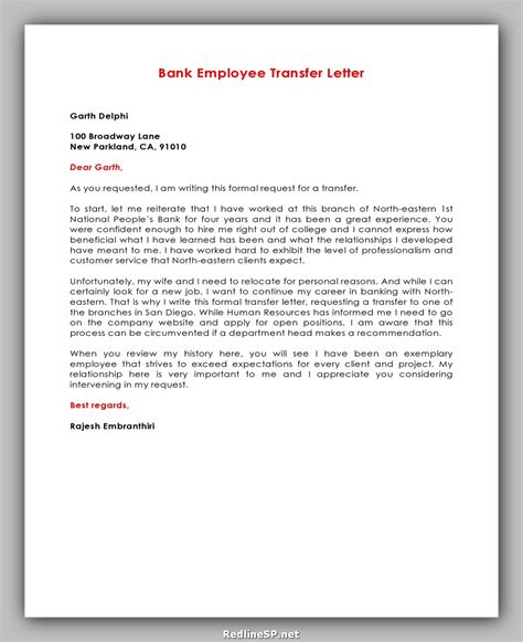 Image result for Work Transfer Letter Sample