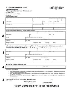83 Patient Information Forms Template | pdfFiller