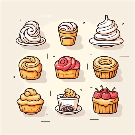 A drawing of different cupcakes and a cupcake. | Premium AI-generated ...