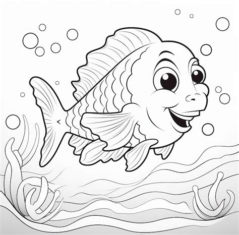 Fun and creative fish coloring book for kids | Premium AI-generated image