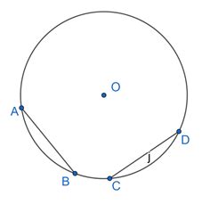 Draw a circle with centre at point O . Draw its two chords AB and CD ...