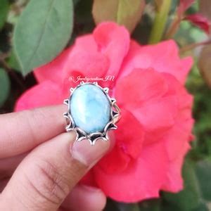 Buy Natural Larimar Ring, Sterling Silver Ring, Statement Ring ...
