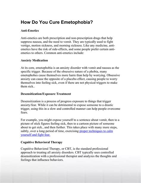 Fear of vomit causes and cures | PDF