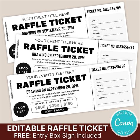 Printable Raffle Tickets Templates Free - Shop on Pinterest