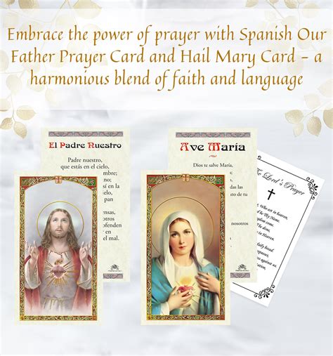Rosary Card Spanish Catholic Our Father Prayer Card - Hail Mary Prayer ...