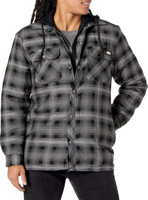 Dickies Men's Relaxed Fleece Hooded Flannel Shirt Jacket at Amazon Men ...