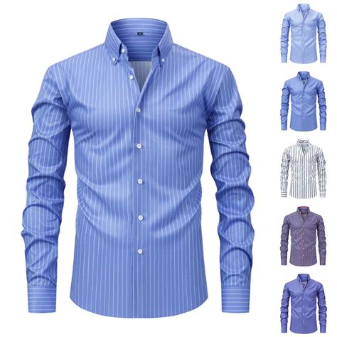 Axiiglly Striped Shirts for Men formal Business Casual Shirt Button ...