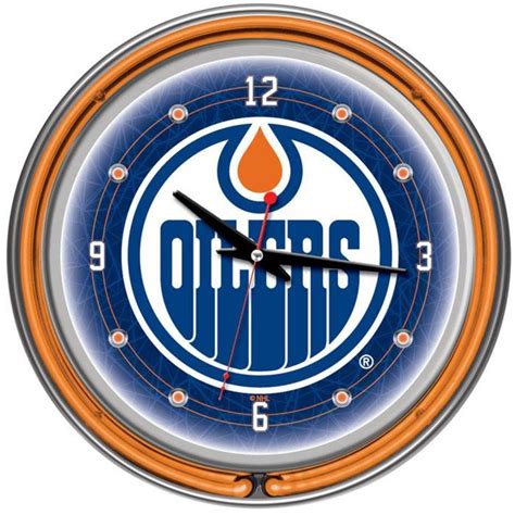 NHL Edmonton Oilers Chrome Double Ring Neon Clock, 14" : Amazon.in ...