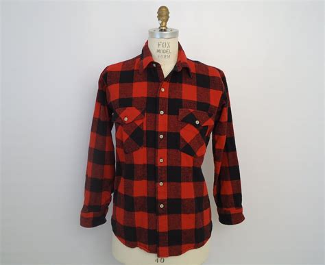 Mens Red And Black Flannel Shirt