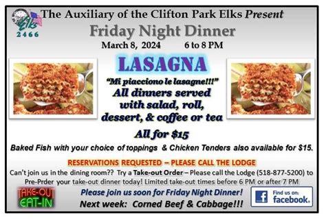 Friday Night Dinner - Lasagna, 695 MacElroy Rd, Ballston Lake, NY ...