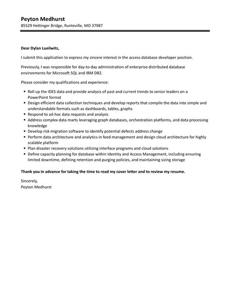 Image result for Database Developer Cover Letter