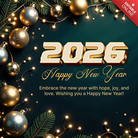 Golden Glow and Hopeful Wishes for 2026 New Year Design Template | Free ...