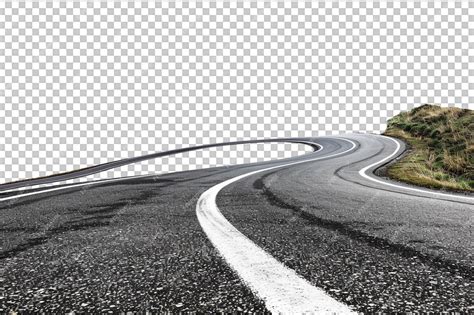 Curved road with white markings on transparent background | Premium AI ...