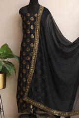 Shop the Stunning Black Banarasi Georgette Sona Roopa Suit Set - Unstitched