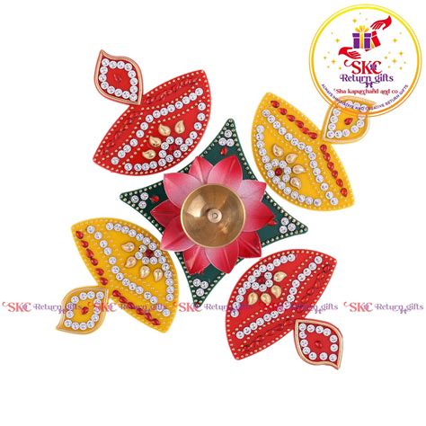 Acrylic Big Rangoli With 3 Inch Colour Diya – Sha Kapurchand & Co