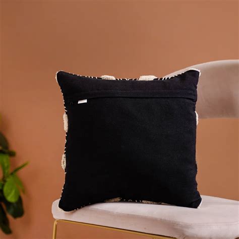 Tufted Black And White Pattern Cushion Cover 15x15 Inch Online ...