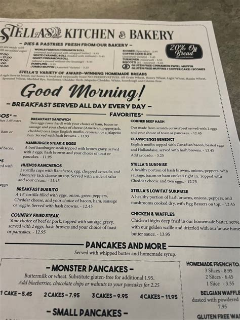 Menu at Stella's Kitchen & Bakery, Billings