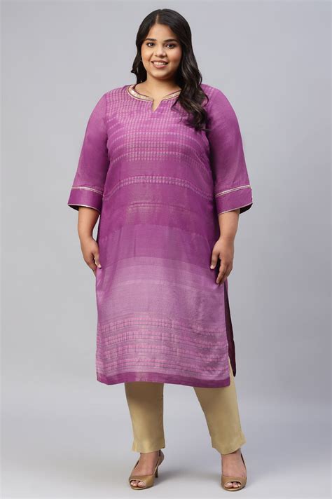 Buy Purple Floral Printed Sequined Ethnic Plus Size kurta Online for ...