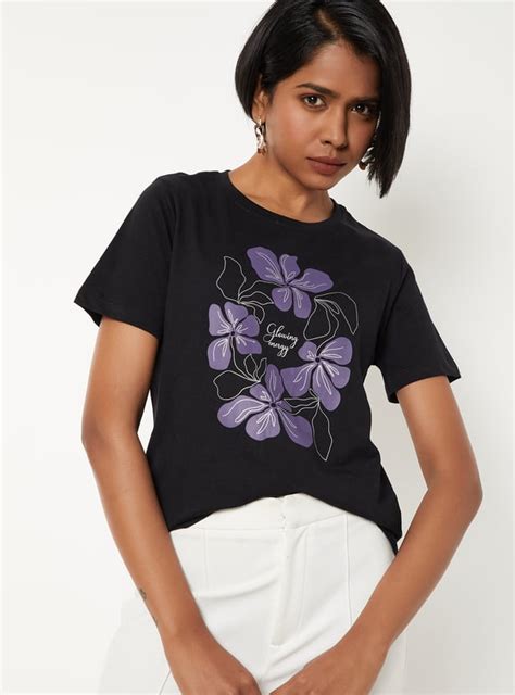 Buy Women Floral Print T-shirt Online at just Rs. 299.0 - 1000016122047 ...